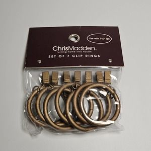 Chris Madden Set Of 7 Curtain Rings, Antique Gold (0015-F)